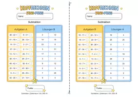 Vorschau - Arbeitsblätter - Mathematik Kopfrechnen Ping Pong Subtraktion Zahlenraum bis 50 - Seite 2