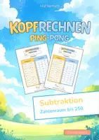 Vorschau - Arbeitsblätter - Mathematik Kopfrechnen Ping Pong Subtraktion Zahlenraum bis 250 - Deckblatt
