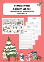 Vorschau - Arbeitsblätter - Schreibanlass: Spaß im Schnee (Wimmelbild mit Schreibblättern für Klasse 1-4) - Deckblatt