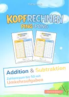 Vorschau - Arbeitsblätter - Kopfrechnen Ping Pong +/− bis 50 mit Umkehraufgaben - Deckblatt