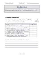 Vorschau - Test - Steinzeit LEK/ Klassenarbeit 5. Klasse - Deckblatt