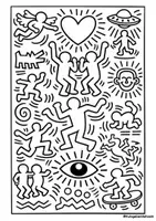 Vorschau - Mal- und Bastelvorlagen - Keith Haring - Ausmalbilder Kunst - Seite 1