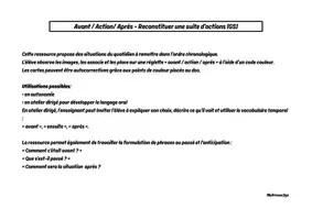 Aperçu - Apprentissages en autonomie - Langage oral GS: Les contraires –20 Séquences d’images Avant / Action / Après - Page 1
