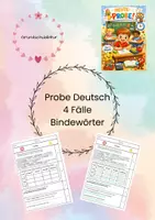 Vorschau - Test - Probe Deutsch 4 Fälle Bindwörter doppelter Konsonant - Deckblatt