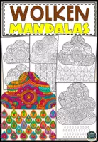 Vorschau - Mal- und Bastelvorlagen - Wolken Ausmalbilder gefüllt mit Mandala - Deckblatt