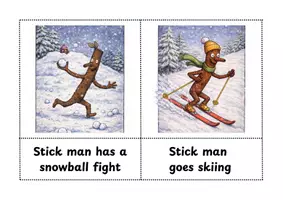 Vorschau - Bildkarten - Wort- Bildkarten winter activities zum Buch: stick man - Deckblatt