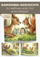 Vorschau - Bildkarten - Kamishibai Geschichte: Konfliktlösung & Kompromiss | 6 Bildkarten + Text A3 & A4 – 5 Waldfreunde - Deckblatt