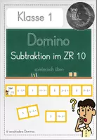 Vorschau - Stationenlernen - Subtraktion im Zahlenraum 10 üben: Domino - Deckblatt