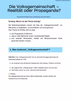 Vorschau - Merkblätter - Lernkarte + Quiz: Die Volksgemeinschaft – Realität oder Propaganda? - Deckblatt
