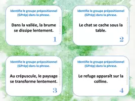 Aperçu - Apprentissages en autonomie - Le groupe prépositionnel (GPrép) - 32 cartes à tâches - Page de couverture