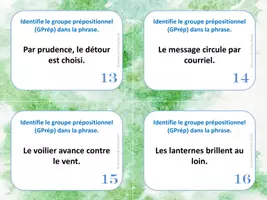 Aperçu - Apprentissages en autonomie - Le groupe prépositionnel (GPrép) - 32 cartes à tâches - Page 3