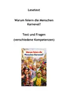 Vorschau - Arbeitsblätter - Lesetext und Fragen Warum feiern die Menschen Karneval KLasse 4 - Deckblatt