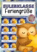 Vorschau - Mal- und Bastelvorlagen - Feriengrüße mit Sternen für die Eulenklasse - Deckblatt