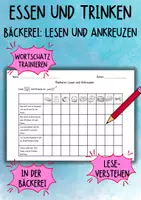 Vorschau - Arbeitsblätter - DaZ / DaF/ Deutsch Grundschule - Lesen - Wortschatz - Essen und Trinken - Bäckerei - Arbeitsblatt - sofort einsetzbar - Deckblatt
