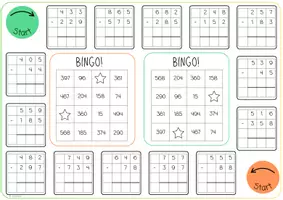 Vorschau - Spiele - Bingo - Schriftliches Subtrahieren mit und ohne Übertrag - Seite 2