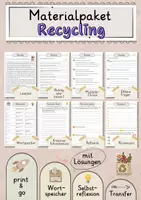 Vorschau - Arbeitsblätter - Recycling Lesetext mit Fragen + Lösungen Leseverstehen Wortspeicher didaktische Reserve Lesen Leseverständnis - Deckblatt
