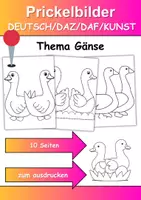 Vorschau - Mal- und Bastelvorlagen - Prickelbilder / Fensterbilder Thema Gänse - Grundschule - Bastelvorlagen - Deckblatt