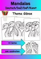 Vorschau - Arbeitsblätter - Mandalas Thema Gänse - Grundschule - Bastelvorlagen - Deckblatt