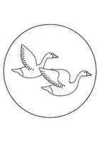 Vorschau - Arbeitsblätter - runde Prickelbilder / Fensterbilder: Gänse - Grundschule - Bastelvorlagen - Seite 1