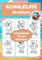 Vorschau - Mal- und Bastelvorlagen - Ausmalbilder Bärenklasse 🐻 | 8 süße Klassenmotive zum Ausmalen für die Grundschule - Deckblatt