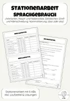 Vorschau - Arbeitsblätter - Stationenarbeit zum Sprachgebrauch (Wortarten, Nominalisierung, ...) - Deckblatt