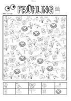 Vorschau - Arbeitsblätter - Winter / Karneval / Frühling: Suchbilder (Lesen, Zählen, Ausmalen) (Ab Klasse 1 / DaZ) - Seite 2