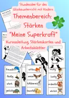Vorschau - Stundenentwürfe - Stundenidee für den Glücksunterricht-
Thema Stärken: Meine Superkraft - Deckblatt