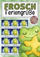 Vorschau - Mal- und Bastelvorlagen - Feriengrüße mit Sternen für die Froschklasse - Deckblatt