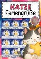 Vorschau - Mal- und Bastelvorlagen - Feriengrüße mit Sternen für die Katzenklasse - Deckblatt