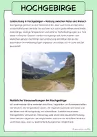 Vorschau - Arbeitsblätter - Hochgebirge Gebirge Alpen Sachtexte & Arbeitsblatt - Seite 1