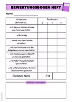 Vorschau - Anderer Materialtyp - Bewertungsbogen Heftführung - Seite 1