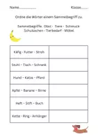 Vorschau - Arbeitsblätter - Oberbegriffe - Sammelbegriffe - Sammelnamen - Seite 1