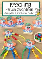 Vorschau - Anderer Materialtyp - Fasching Perlen zuordnen (Würfelbild, Zahl oder Farbe) - Deckblatt
