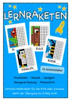 Vorschau - Arbeitsblätter - Pixelbilder - Achsensymmetrie - Muster spiegeln - Ausmalen - Deckblatt