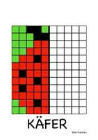 Vorschau - Arbeitsblätter - Pixelbilder - Achsensymmetrie - Muster spiegeln - Ausmalen - Seite 3