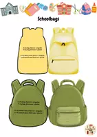 anteprima - Materiale per pittura e bricolage - Schoolbags - Zaino di scuola in inglese - Pagina di copertina