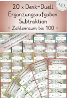 Vorschau - Fördermaterial/Inklusion - Ergänzungsaufgaben, 20x Denk Duett: Subtraktion im ZR bis 100! Vielfach differenziert - Deckblatt
