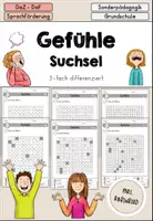 Vorschau - Arbeitsblätter - Gefühle Arbeitsblatt Suchsel differenziert - DaZ DaF Sprachförderung - Deckblatt