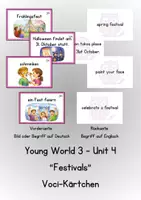 Vorschau - Prüfungsvorbereitung - Voci-Kärtchen Young World 3 Unit 4 "Festivals" - Klett - Deckblatt
