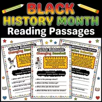 Vorschau - Arbeitsblätter - Black History Month Early Literacy Reading Passages with Questions - Deckblatt