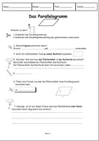 Vorschau - Arbeitsblätter - der Flächeninhalt des Parallelogramms - Deckblatt