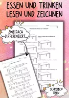 Vorschau - Arbeitsblätter - Essen und Trinken - Lesen und Zeichnen (Arbeitsblatt) - DaZ / DaF / Deutsch - Deckblatt