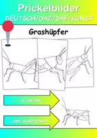 Vorschau - Arbeitsblätter - Prickelbilder / Fensterbilder PAKET Thema Grashüpfer - Grundschule - Bastelvorlagen - Seite 1