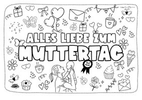 Vorschau - Mal- und Bastelvorlagen - Doodle Ausmalbilder | Muttertag | Malblatt | Ausmalvorlage für besondere Anlässe - Seite 1