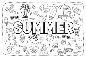 Vorschau - Mal- und Bastelvorlagen - Doodle Ausmalbilder | Sommer | Malblatt | Deutsch & Englisch - Seite 2