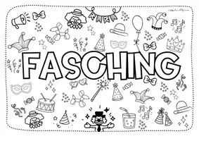Vorschau - Mal- und Bastelvorlagen - Doodle Ausmalbilder | Fasching & Karneval | Malblatt | Zwei Varianten - Seite 1