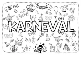 Vorschau - Mal- und Bastelvorlagen - Doodle Ausmalbilder | Fasching & Karneval | Malblatt | Zwei Varianten - Seite 2