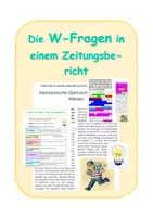 Vorschau - Arbeitsblätter - W-Fragen in einem Zeitungsbericht - Deckblatt