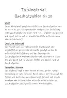 Vorschau - Merkblätter - Quadratzahlen bis 20 - Seite 1