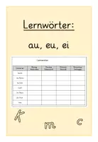 Vorschau - Arbeitsblätter - Lernwörter: ei au eu - Deckblatt